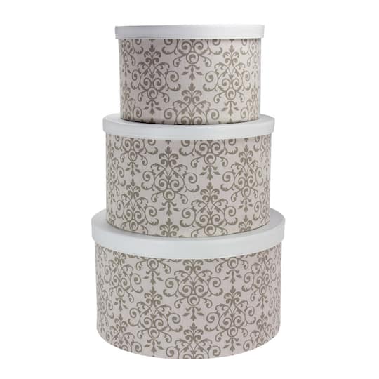 Household Essentials Round Hat Boxes with Lids (Olive)